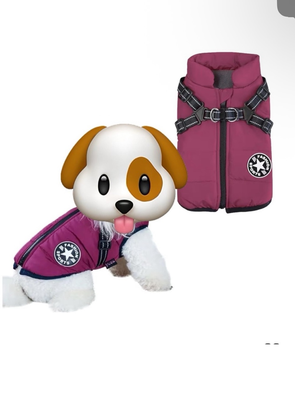 Berry Pink NWOT size medium & large winter Puffer Dog Vest with Harness